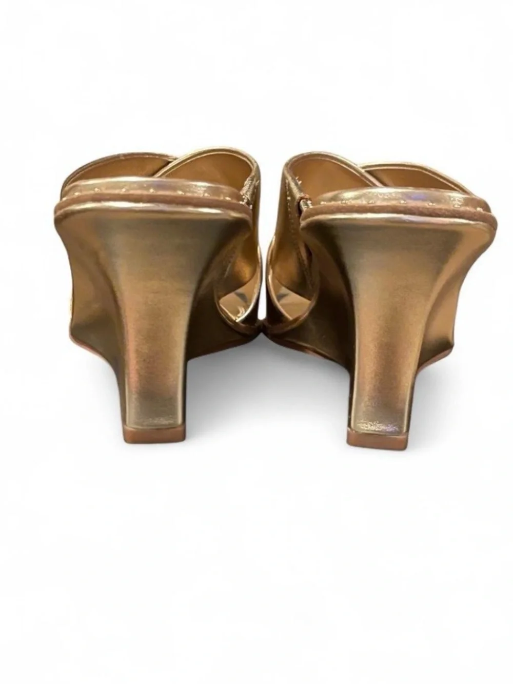 Vince Camuto SAFFTI Metallic Gold Cross-Band Slide 8.5M